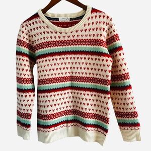 MAK B  Fair Isle Wool Blend crewneck sweater, Cabin Core, Preppy, Womens Large